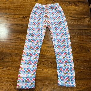 BOOPH Girl Winter Thick Warm Pant Fleece Lined Legging - blue Mermaid print